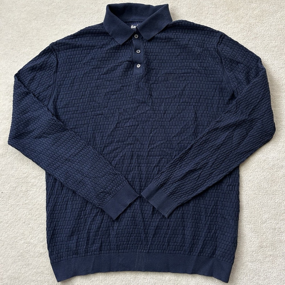 Barbour Sweater Polo Mens XXL Wool Blend Collared Pullover Shirt